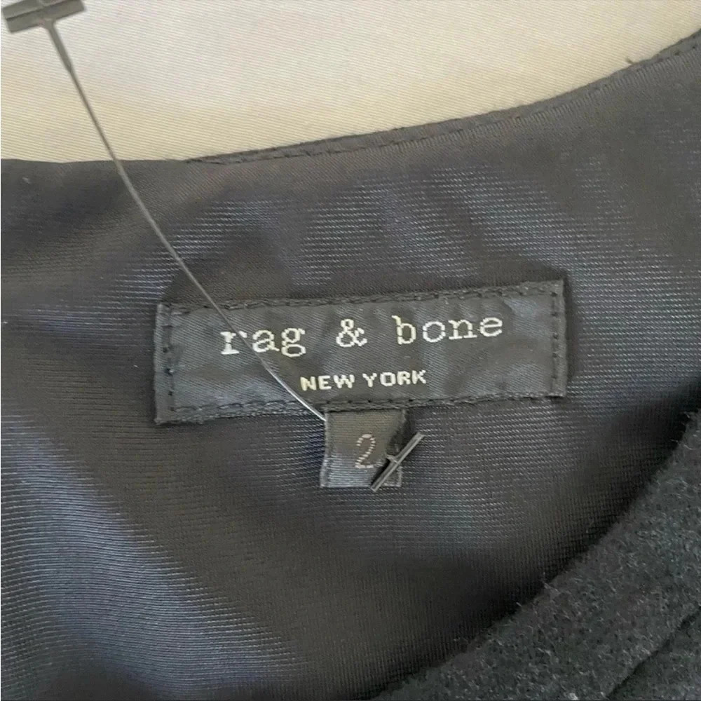 Rag & Bone Navy Color Block Wool Shift Dress - image 3